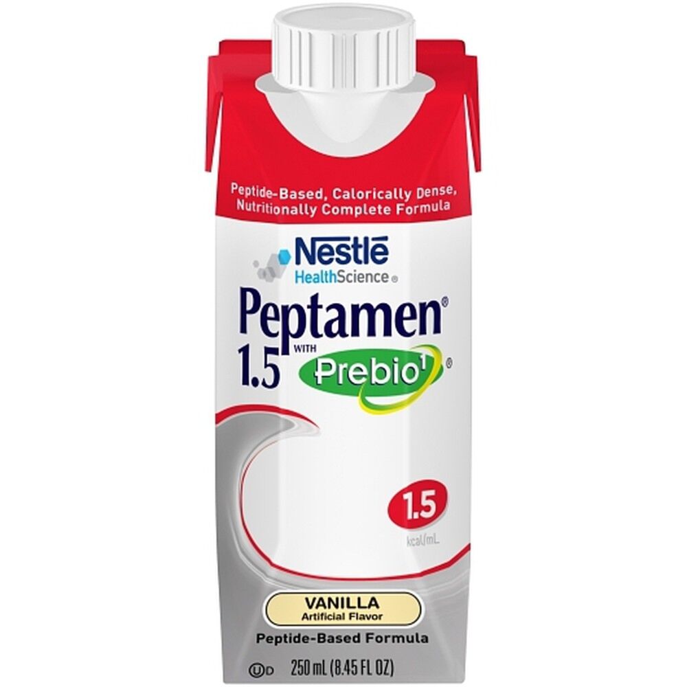 Nutrition information panel for Peptamen 1.5 with Prebio1 Vanilla per 250mL