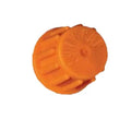 ICU Medical SwabCap orange disinfecting cap top-down view showing ridged grip surface