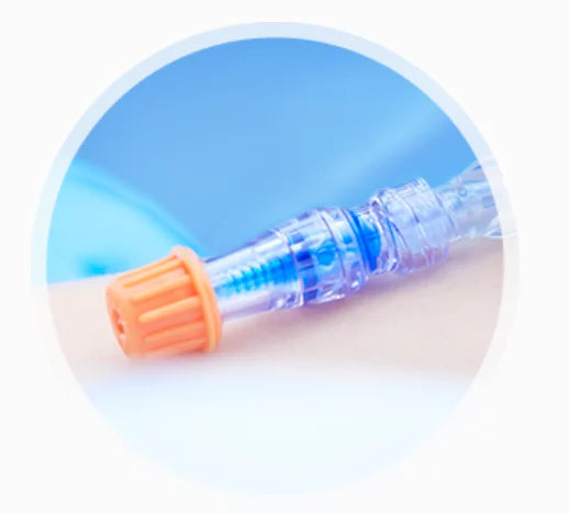 ICU Medical SwabCap applied to needlefree connector on IV line in clinical setting