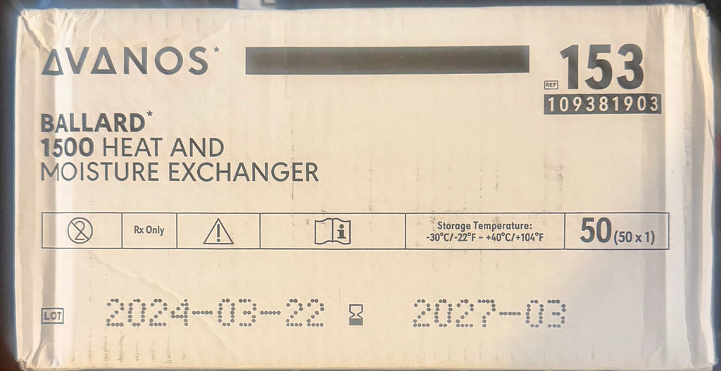 Avanos Ballard 1500 Heat and Moisture Exchanger (HME) — Box of 50