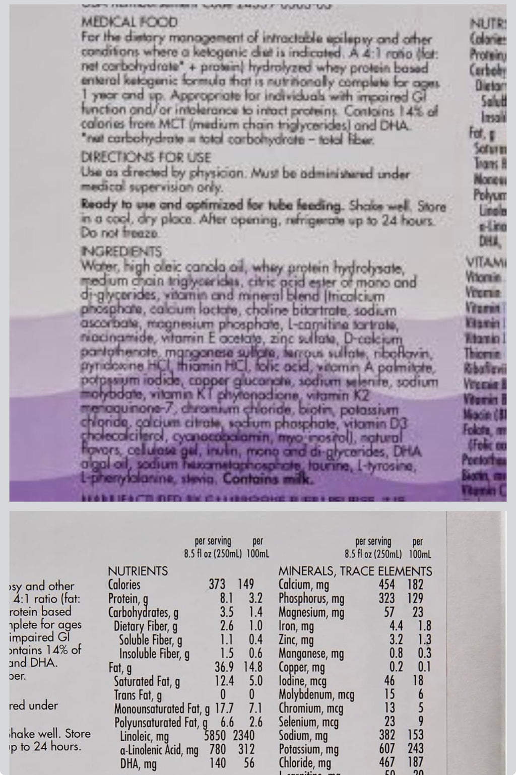 KetoVie Peptide 4:1 Unflavored Liquid Ketogenic Tube Feeding Formula — Single Unit 8.5 fl oz (250mL)