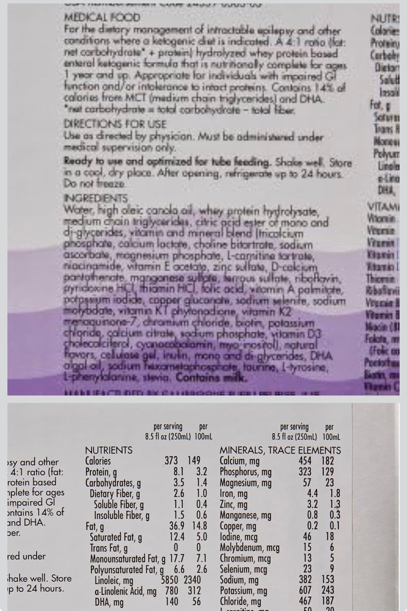 KetoVie Peptide 4:1 Unflavored Liquid Ketogenic Tube Feeding Formula — Single Unit 8.5 fl oz (250mL)