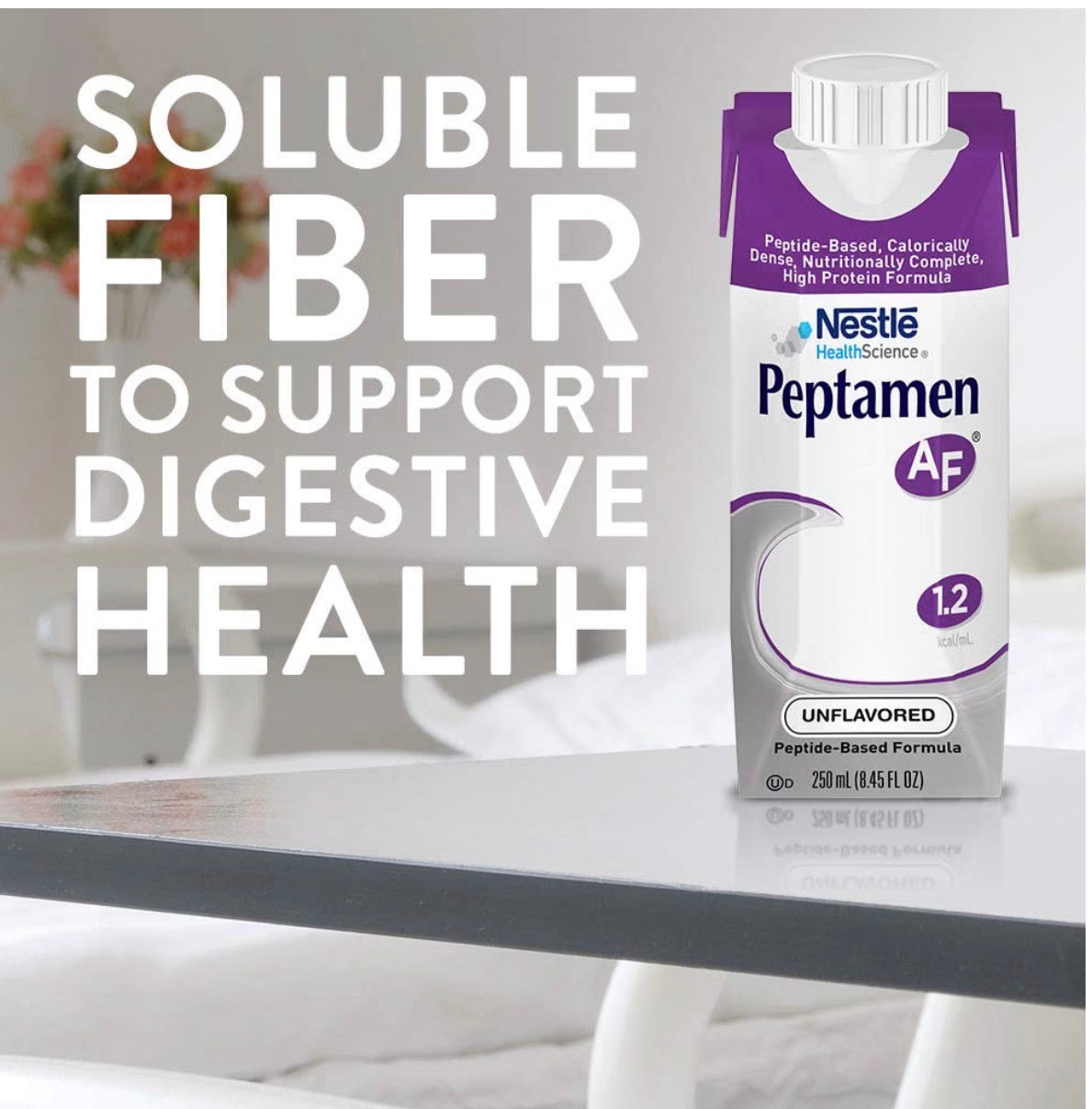 Peptamen AF 1.2 Unflavored Peptide-Based Tube Feeding Formula — Case of 24 x 250mL (8.45 fl oz)