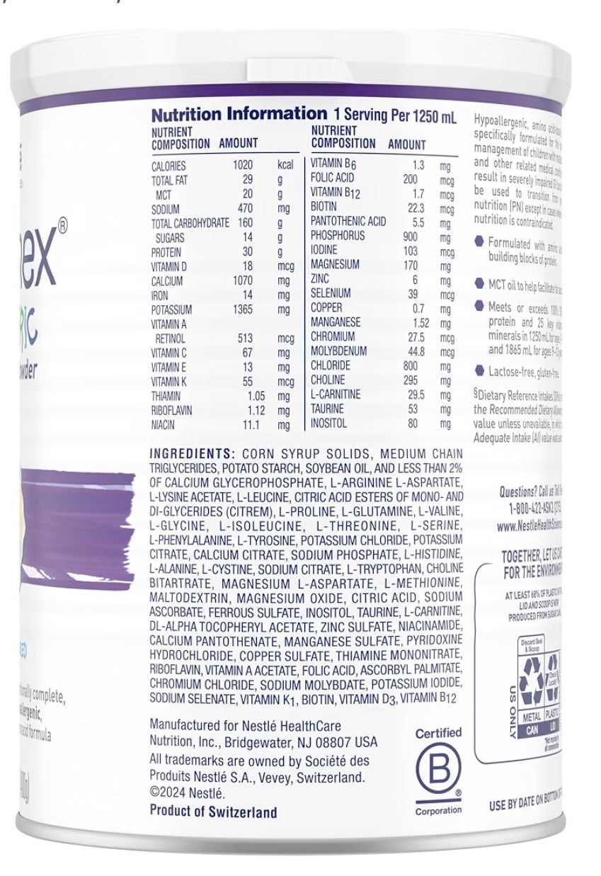 Vivonex Pediatric Elemental Formula Powder — 6-Can Case (6 x 247.35g)