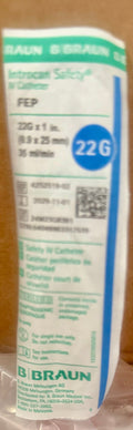 B. Braun Introcan Safety IV Catheter 22G x 1in — product label REF 4252519-02
