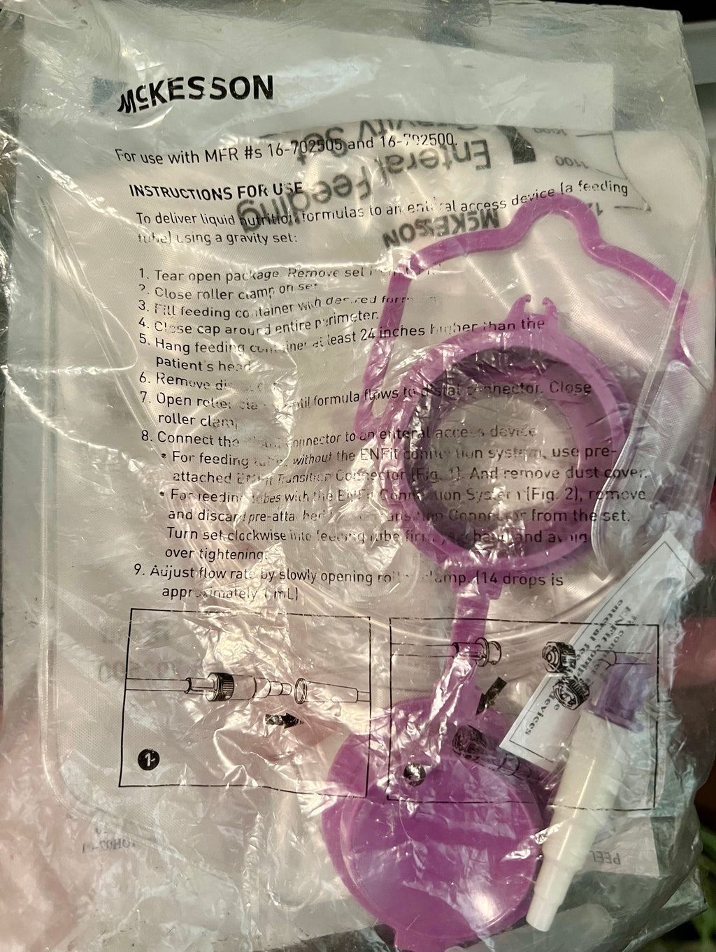 McKesson Enteral Feeding Gravity Set Small Bore 1200mL — Single Unit MFR #16-702500