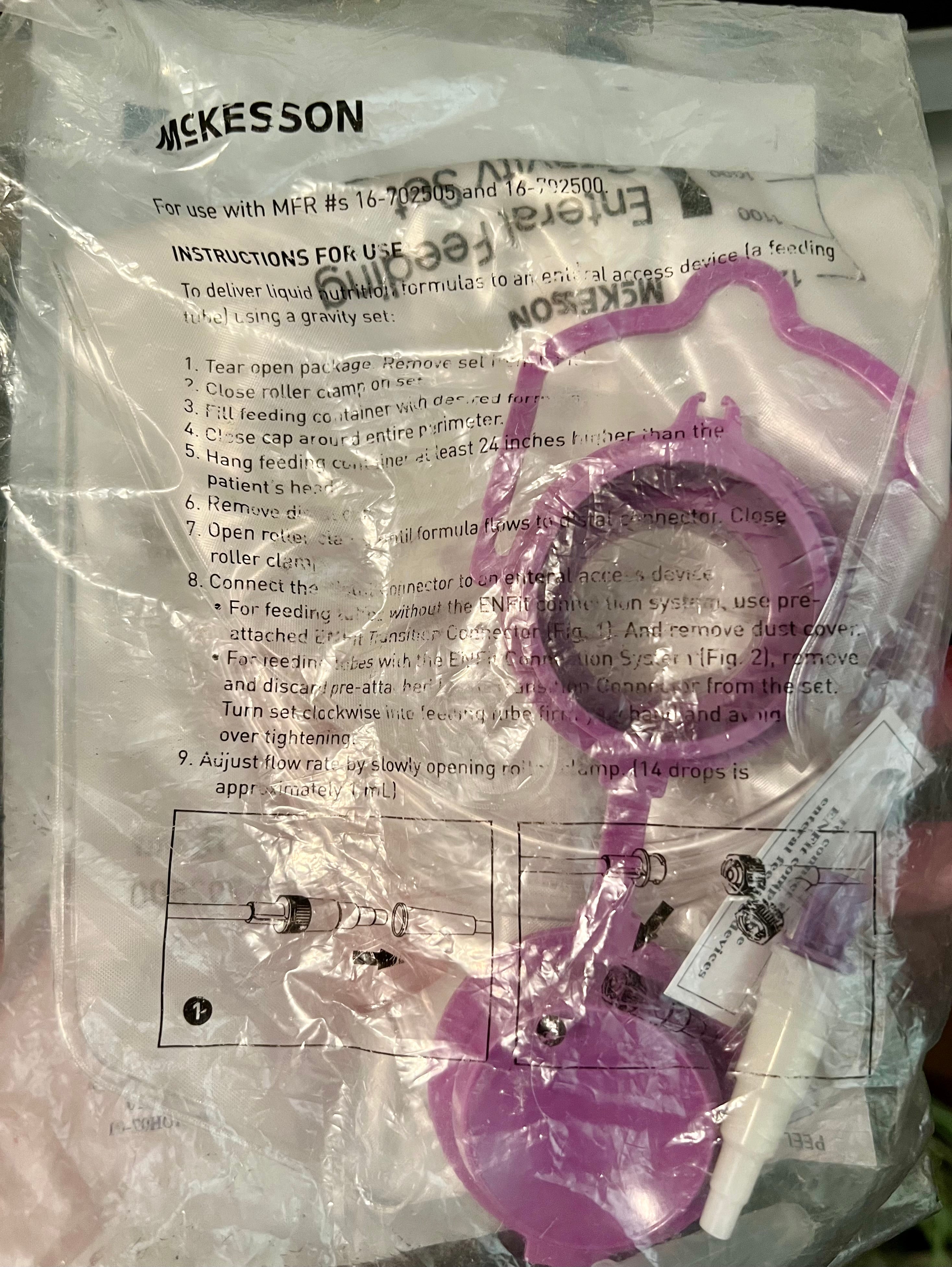 McKesson Enteral Feeding Gravity Set Small Bore 1200mL — Single Unit MFR #16-702500