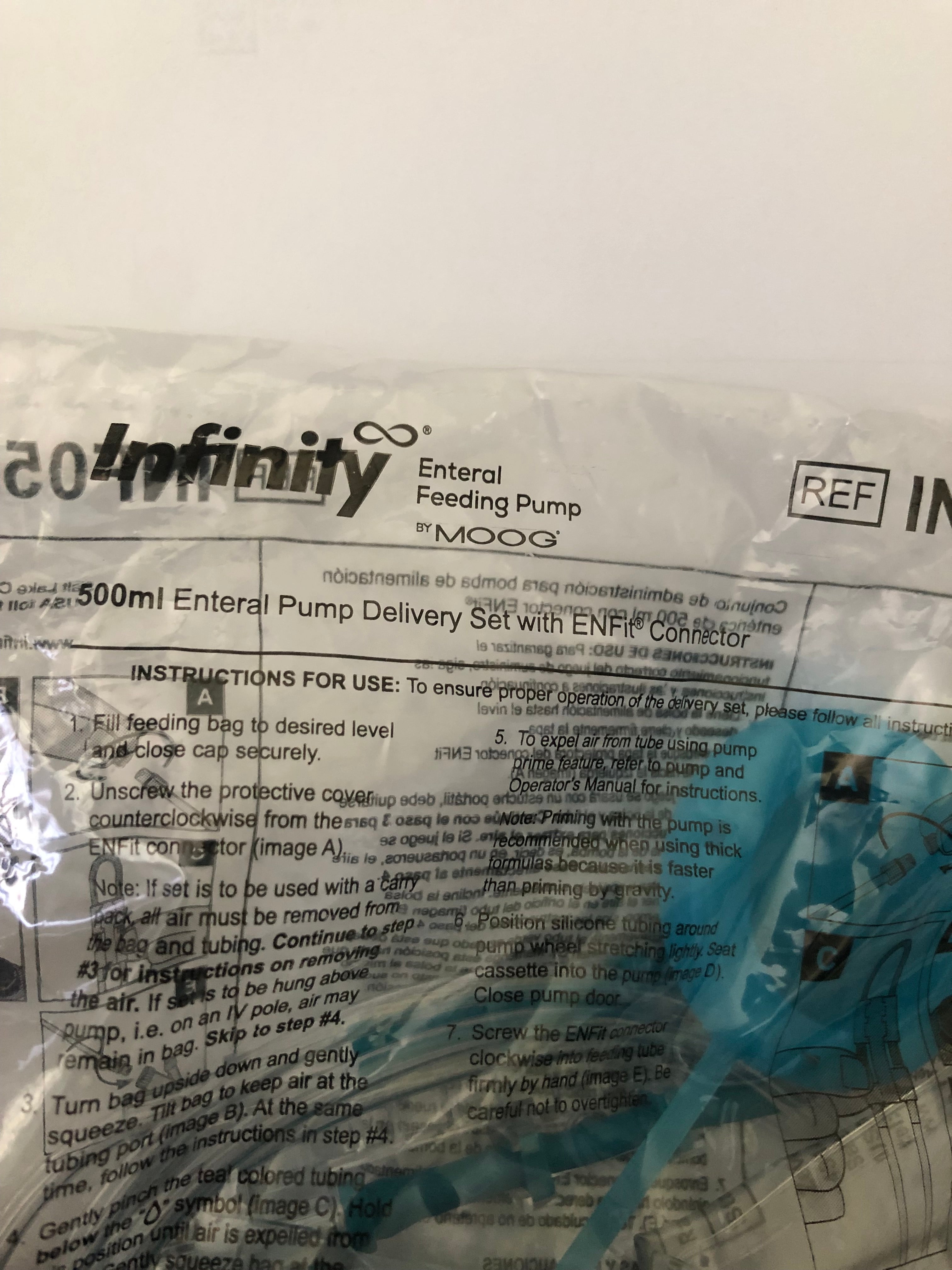 Moog Infinity Enteral Pump Delivery Set with ENFit Connector — 500ml | Single Unit | REF INF0500-E
